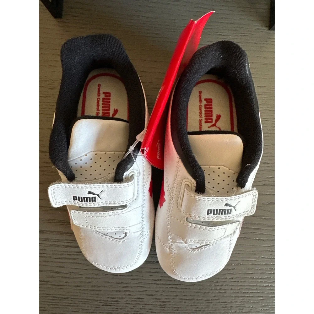 NEW Puma Kart Cat II V Infant Shoes White Red Black 300891-09 Size 9 US Kids‎